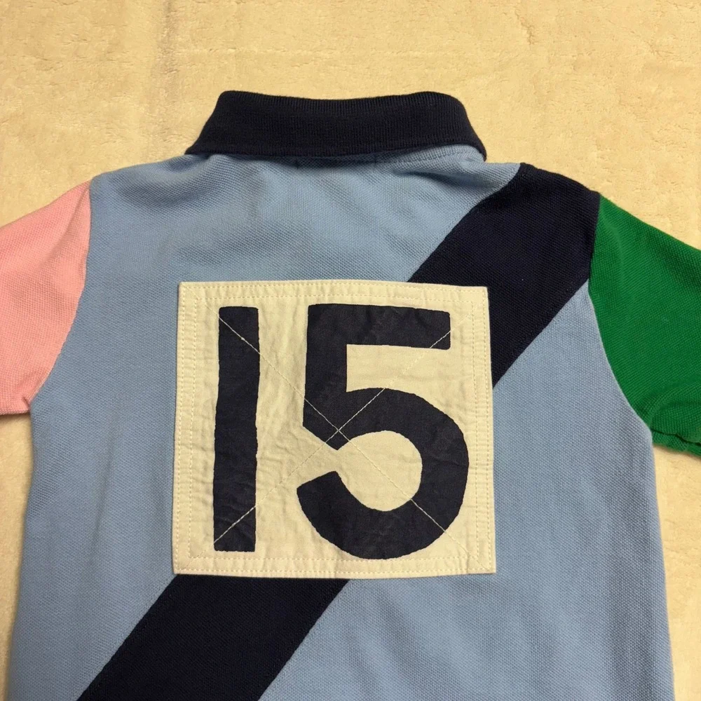 Polo Ralph Lauren Kids Colorblock Polo Shirt Size 2T Blue Green Pink 15 Big Pony